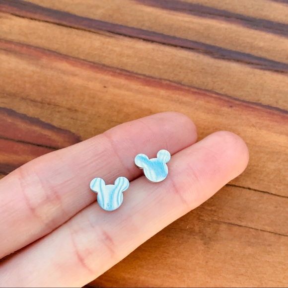 MICKEY SILVER Minimalist Stainless Steel Stud Earrings With Gift Bag - Picture 4 of 6